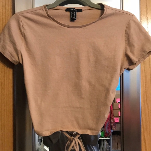 Forever 21 size Medium tan open back with tie shirt - Picture 1 of 9